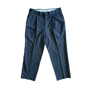 Hart Schaffner Marx‎ Mens 38 Pure Virgin Wool Pleated Dress Pants Charcoal Gray